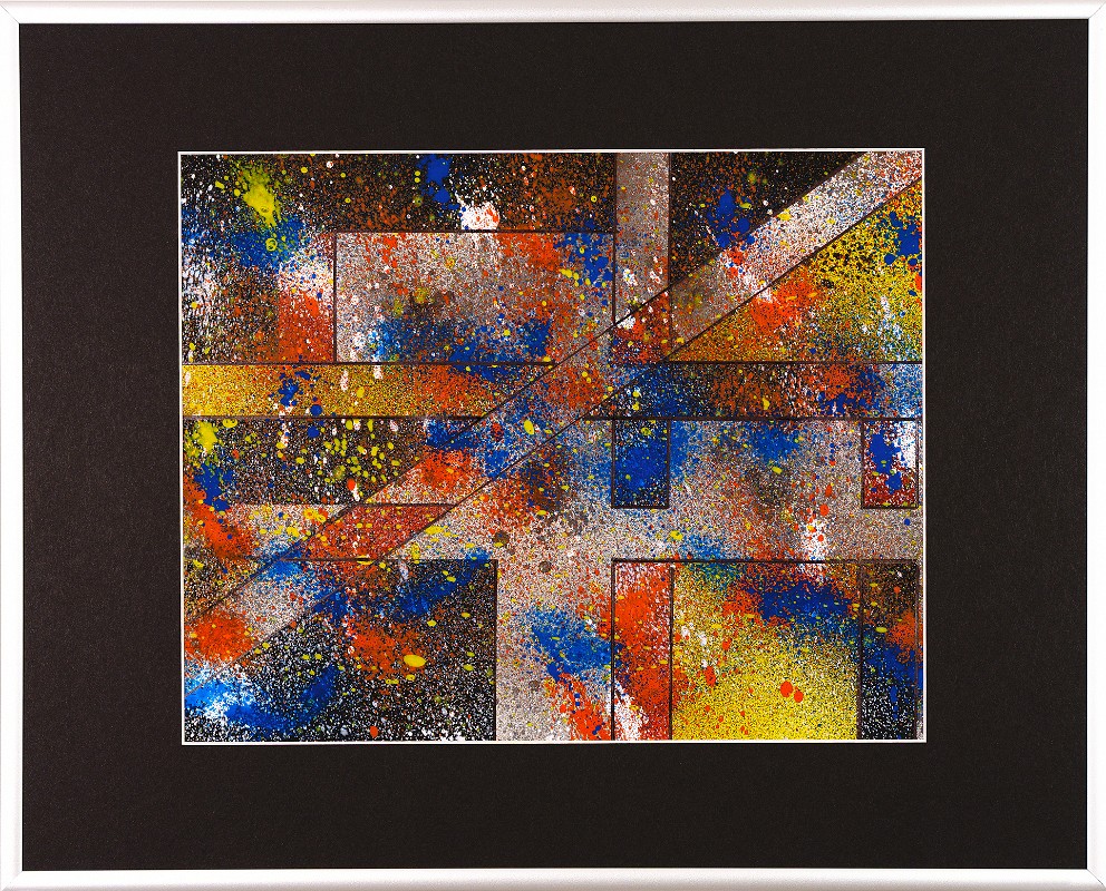 Abstrakt-Bauhaus Stil 07 Acrylfarbe auf Papier Original im Alurahmen 50 x 40 cm / 250,- € Als Kunstdruck erhältlich: DIN A4 im Passepartout 40 x 30 cm, 55,- €