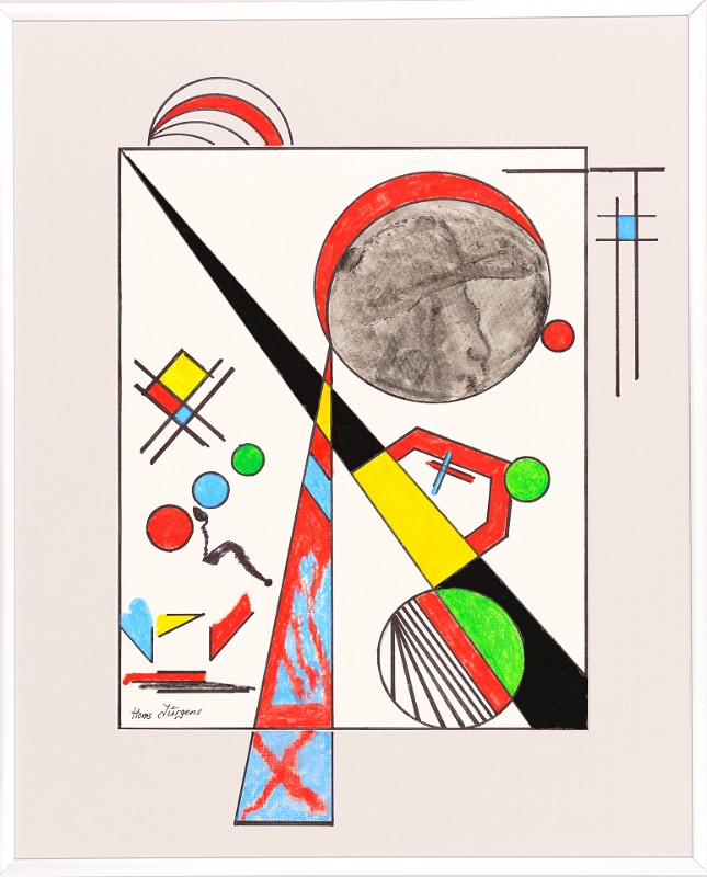 Abstrakt-Bauhaus Stil 15 Acrylfarbe auf Papier Original im Alurahmen 50 x 40 cm / Verkauft! Als Kunstdruck erhältlich: DIN A4 im Passepartout 40 x 30 cm, 55,- €