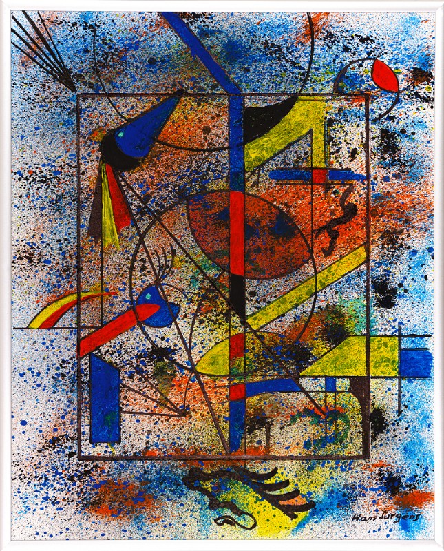 Abstrakt-Bauhaus Stil 17 Acrylfarbe auf Papier Original im Alurahmen 50 x 40 cm / 250,- € Als Kunstdruck erhältlich: DIN A4 im Passepartout 40 x 30 cm, 55,- €