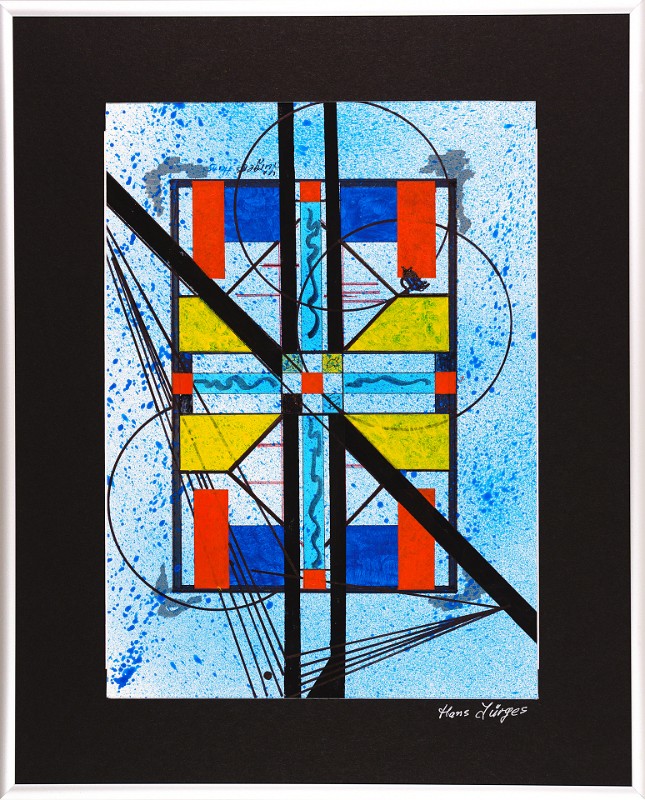 Abstrakt-Bauhaus Stil 16 Acrylfarbe auf Papier Original im Alurahmen 50 x 40 cm / 250,- € Als Kunstdruck erhältlich: DIN A4 im Passepartout 40 x 30 cm, 55,- €