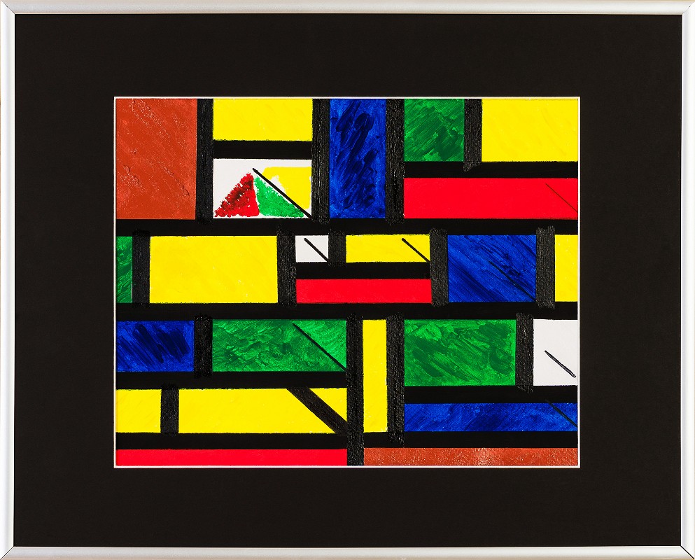 Abstrakt-Bauhaus Stil 19 Acrylfarbe auf Papier Original im Alurahmen 50 x 40 cm / 250,- € Als Kunstdruck erhältlich: DIN A4 im Passepartout 40 x 30 cm, 55,- €