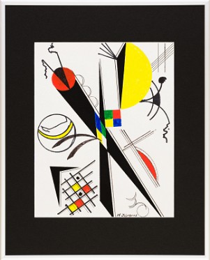 Abstrakt-Bauhaus Stil 17 Acrylfarbe auf Papier Original im Alurahmen 50 x 40 cm / 250,- € Als Kunstdruck erhältlich: DIN A4 im Passepartout 40 x 30 cm, 55,- €