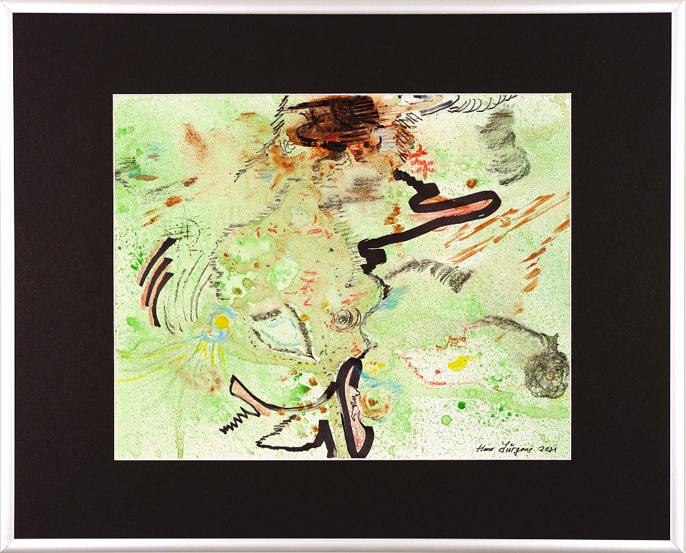 Abstrakt-Expressiv 06 Acrylfarbe auf Papier Original im Alurahmen 50 x 40 cm / Verkauft! Als Kunstdruck erhältlich: DIN A4 im Passepartout 40 x 30 cm, 55,- €