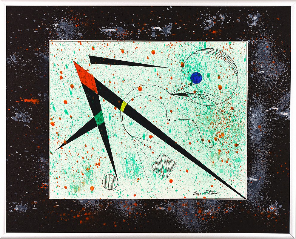 Abstrakt-Expressiv 04 Acrylfarbe auf Papier Original im Alurahmen 50 x 40 cm / Verkauft! Als Kunstdruck erhältlich: DIN A4 im Passepartout 40 x 30 cm, 55,- €